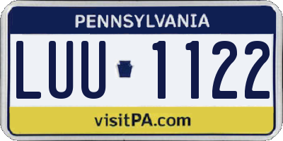 PA license plate LUU1122
