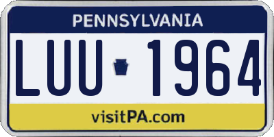 PA license plate LUU1964