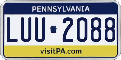 PA license plate LUU2088