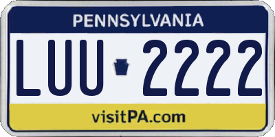 PA license plate LUU2222