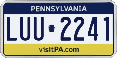 PA license plate LUU2241
