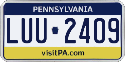 PA license plate LUU2409
