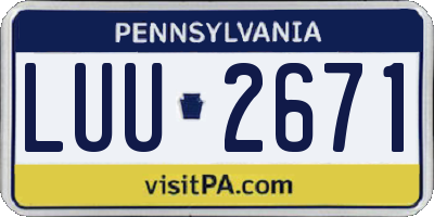 PA license plate LUU2671
