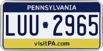 PA license plate LUU2965