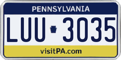 PA license plate LUU3035