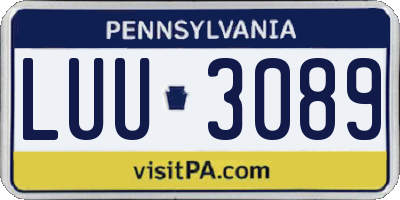 PA license plate LUU3089