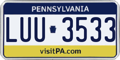 PA license plate LUU3533