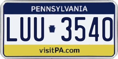 PA license plate LUU3540
