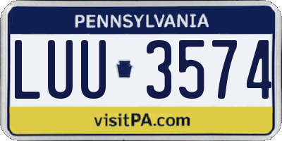 PA license plate LUU3574