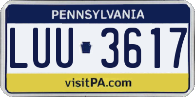 PA license plate LUU3617