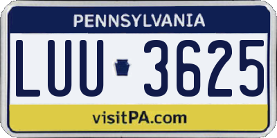 PA license plate LUU3625
