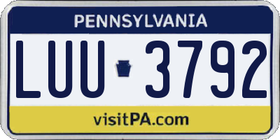 PA license plate LUU3792