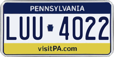 PA license plate LUU4022