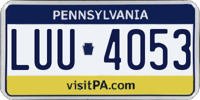 PA license plate LUU4053