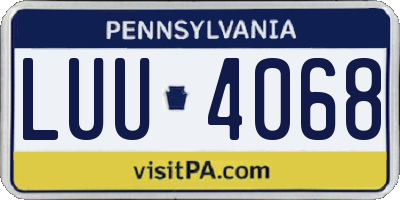 PA license plate LUU4068