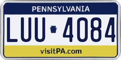 PA license plate LUU4084