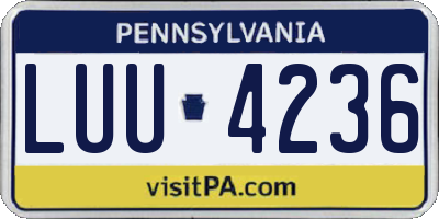 PA license plate LUU4236