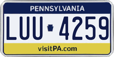 PA license plate LUU4259