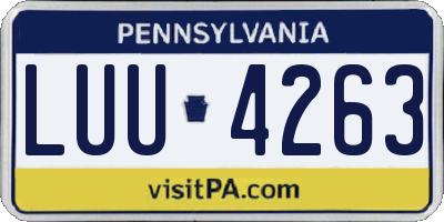 PA license plate LUU4263