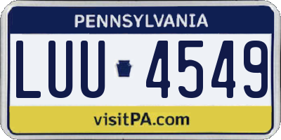 PA license plate LUU4549