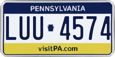 PA license plate LUU4574