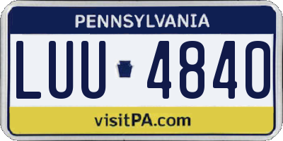 PA license plate LUU4840