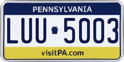 PA license plate LUU5003