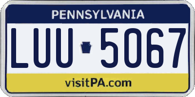 PA license plate LUU5067