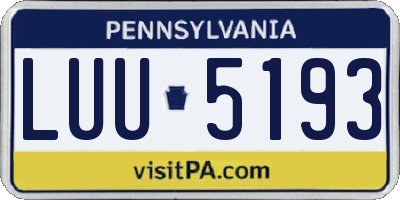 PA license plate LUU5193