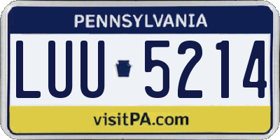 PA license plate LUU5214