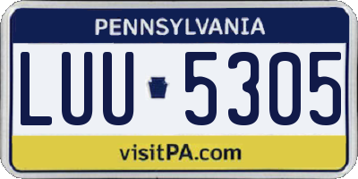 PA license plate LUU5305