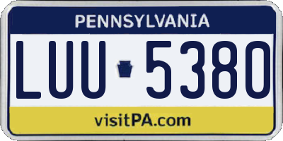 PA license plate LUU5380