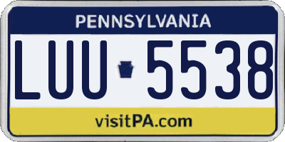 PA license plate LUU5538