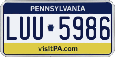 PA license plate LUU5986