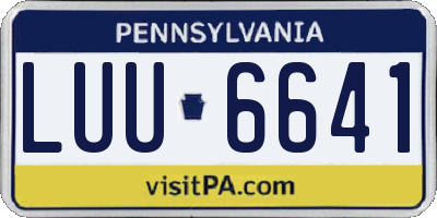 PA license plate LUU6641
