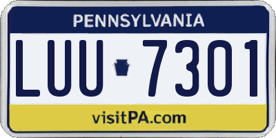 PA license plate LUU7301