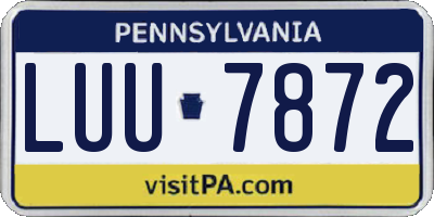 PA license plate LUU7872
