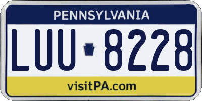 PA license plate LUU8228