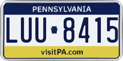 PA license plate LUU8415
