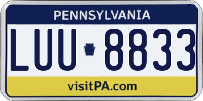 PA license plate LUU8833