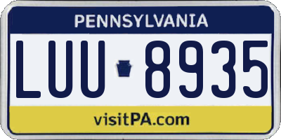 PA license plate LUU8935