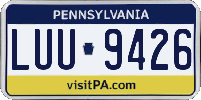 PA license plate LUU9426