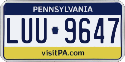 PA license plate LUU9647