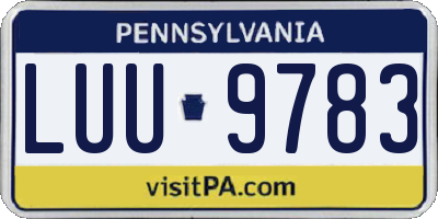 PA license plate LUU9783