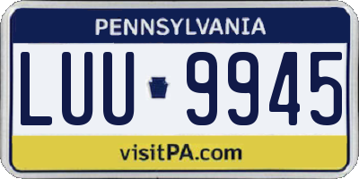 PA license plate LUU9945