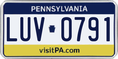 PA license plate LUV0791