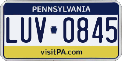 PA license plate LUV0845