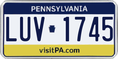 PA license plate LUV1745