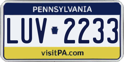 PA license plate LUV2233