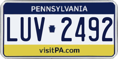 PA license plate LUV2492